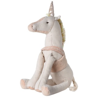 MAILEG Maskotka - Unicorn, Jednorożec z uprzężą i smyczą