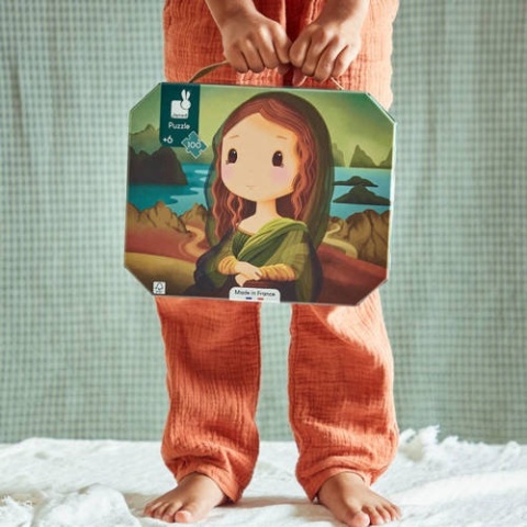 Puzzle w walizce - Obraz inspirowany twórczością da Vinci - 100 elementów - Janod - 6+
