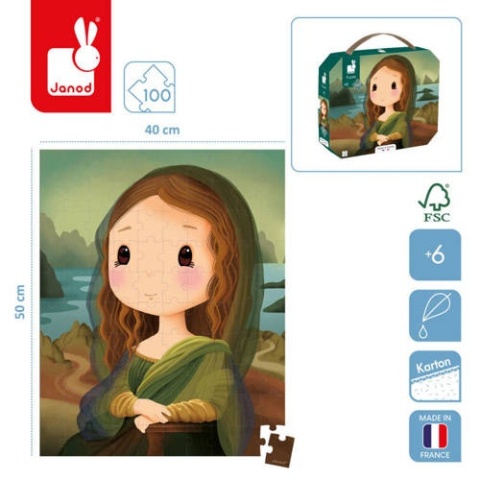 Puzzle w walizce - Obraz inspirowany twórczością da Vinci - 100 elementów - Janod - 6+