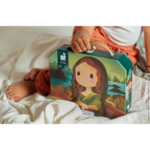 Puzzle w walizce - Obraz inspirowany twórczością da Vinci - 100 elementów - Janod - 6+