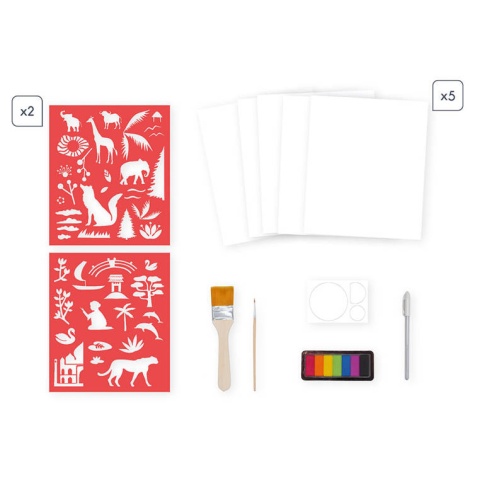 JANOD Zestaw kreatywny Malowanie z szablonami akwarele Zachody słońca I love creativity 8+