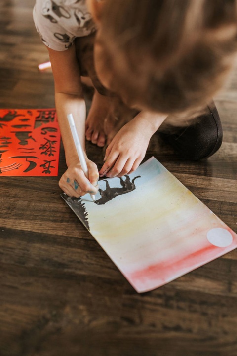 JANOD Zestaw kreatywny Malowanie z szablonami akwarele Zachody słońca I love creativity 8+