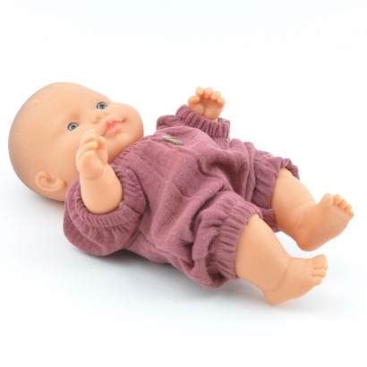 Przytullale Kombinezon z muślinu dla lalki Miniland 21cm, wiśniowy