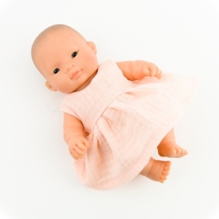 Przytullale Sukienka dla lalki Miniland Baby 21 cm z muślinu w kolorze brzoskwiniowym
