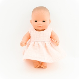 Przytullale Sukienka dla lalki Miniland Baby 21 cm z muślinu w kolorze brzoskwiniowym