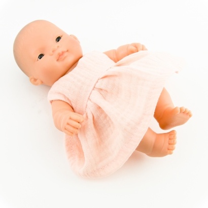 Przytullale Sukienka dla lalki Miniland Baby 21 cm z muślinu w kolorze brzoskwiniowym