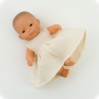 Przytullale Sukienka dla lalki Miniland Baby 21 cm z muślinu w kolorze waniliowym