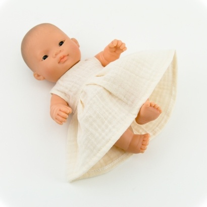 Przytullale Sukienka dla lalki Miniland Baby 21 cm z muślinu w kolorze waniliowym