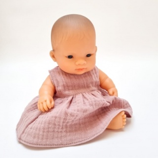 Przytullale Sukienka dla lalki Miniland Baby 21 cm z różowego muślinu