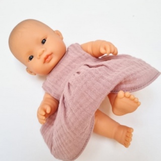 Przytullale Sukienka dla lalki Miniland Baby 21 cm z różowego muślinu