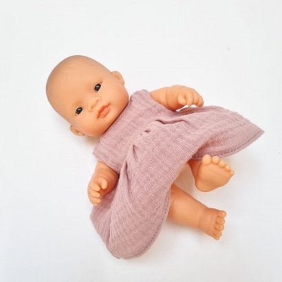 Przytullale Sukienka dla lalki Miniland Baby 21 cm z różowego muślinu