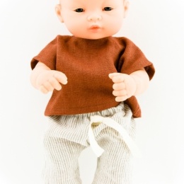 Przytullale Ubranka dla lalki Miniland 32 cm lniana koszulka i spodnie w paski