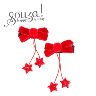 Spinki do włosów kokardki i wisiorki Ruby Souza! - 2 sztuki - czerwone