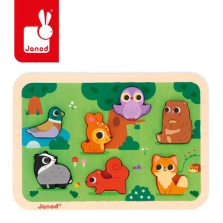 JANOD Puzzle drewniane 3D Las 7 el.,18 m+