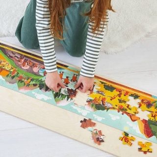Puzzle panoramiczne w walizce Janod Prehistoria - 100 elementów