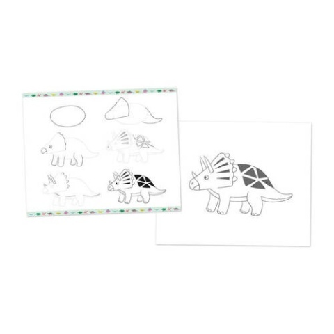 Zestaw kreatywny Rysowanie krok po kroku Dinozaury Janod - 20 rysunków