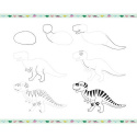 JANOD Zestaw kreatywny Rysowanie krok po kroku Dinozaury 20 rysunków 7+