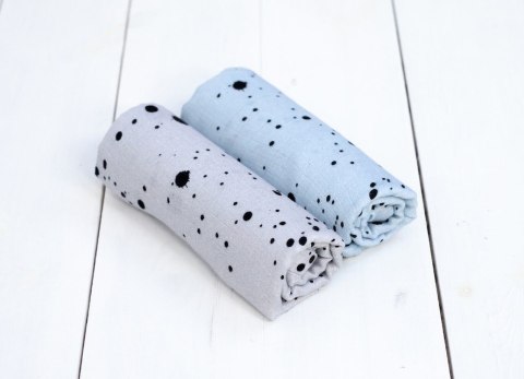 SLEEPEE Pieluszka muślinowa Ink 2-pak szara/niebieska SLEEPEE Pieluszka muślinowa Ink 2-pak szara/niebieska