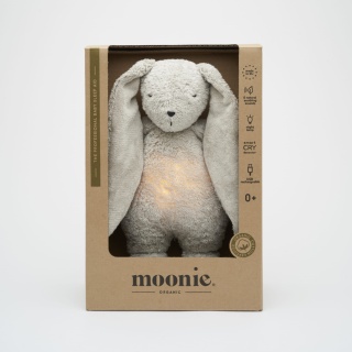 Szumiący króliczek z lampką nocną Moonie Organic - Gray
