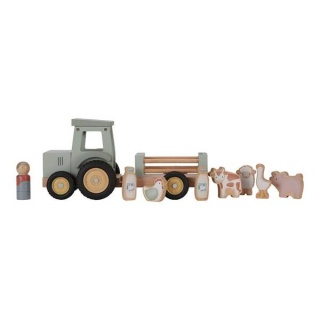 Traktor z przyczepą Little Dutch Little Farm z figurkami zwierząt