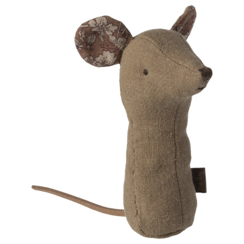 MAILEG Grzechotka myszka, Lullaby friends, Mouse rattle - Light umber