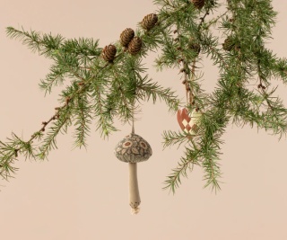 Zielona dekoracja bożonarodzeniowa Maileg - Mushroom ornament Winter flower