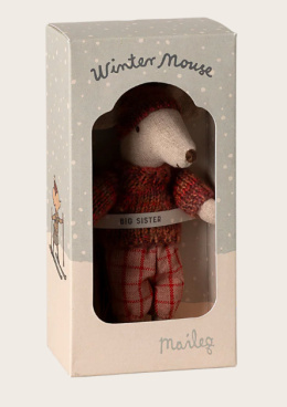 Maileg Myszka Starsza Siostra - Winter mouse with ski set, Big Sister - Rose