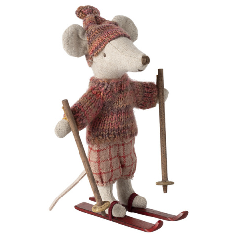 Maileg Myszka Starsza Siostra - Winter mouse with ski set, Big Sister - Rose