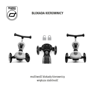 Jeździk i hulajnoga z rączką do prowadzenia ScootandRide Ash