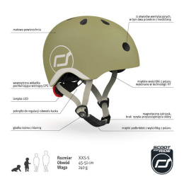 Scoot & Ride - kask dla dzieci XXS-S - 1-5 lat - Olive