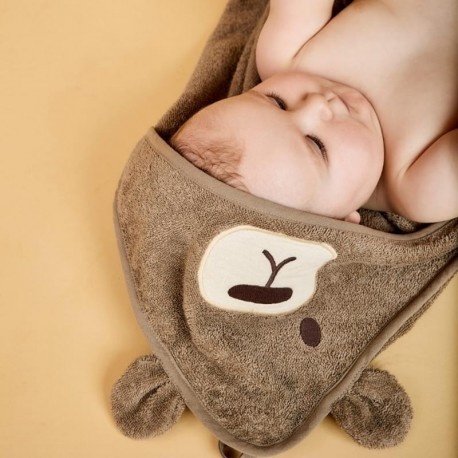 Okrycie kąpielowe z kapturem dla noworodka BIO bawełna Miś Teddy Nuuroo