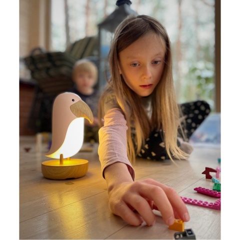 Rabbit&Friends Ptak Lampka z Głośnikiem - Różowy