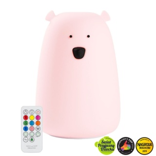 Różowa lampka miś z pilotem Rabbit&Friends