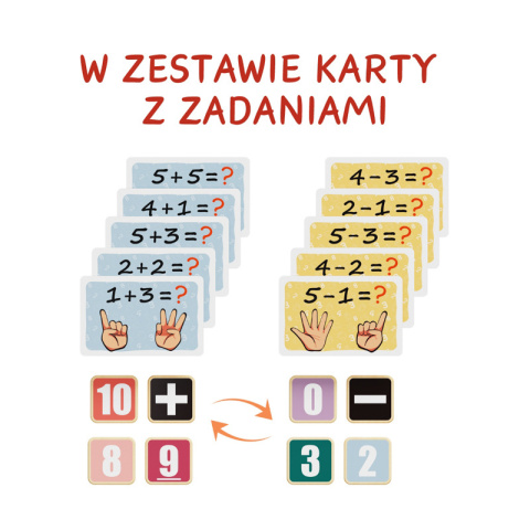 Drewniana zabawka edukacyjna z zadaniami: Nauka liczenia na palcach Montessori z zadaniami Topbright