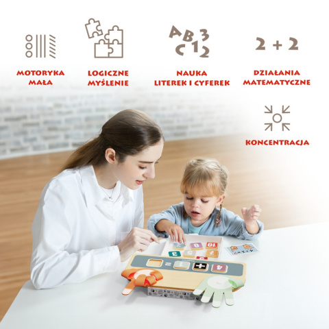 Drewniana zabawka edukacyjna z zadaniami: Nauka liczenia na palcach Montessori z zadaniami Topbright