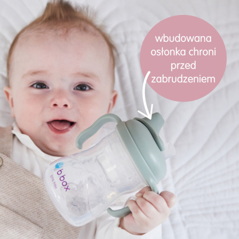 Szałwiowy kubek - niekapek z miękkim ustnikiem do nauki samodzielnego picia b.box Szałwiowy kubek - niekapek z miękkim ustnikiem do nauki samodzielnego picia b.box