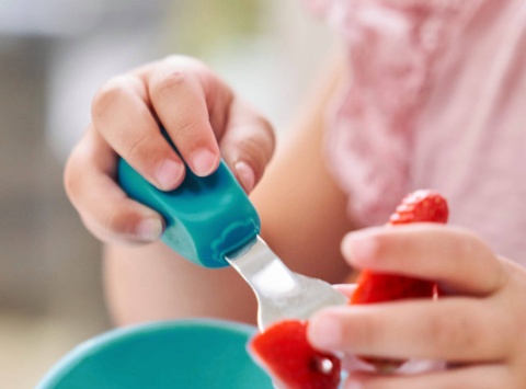 Widelec i łyżeczka dla dzieci - kolor morski