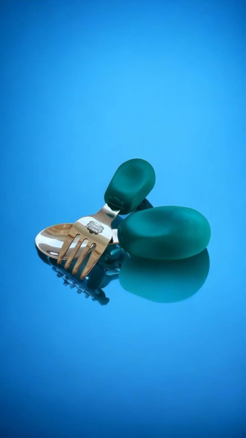 Widelec i łyżeczka dla dzieci - kolor morski