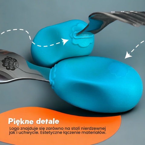 Widelec i łyżeczka dla dzieci - kolor morski