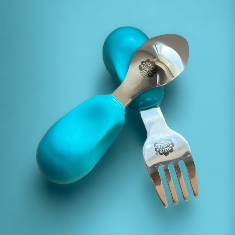 Widelec i łyżeczka dla dzieci - kolor morski