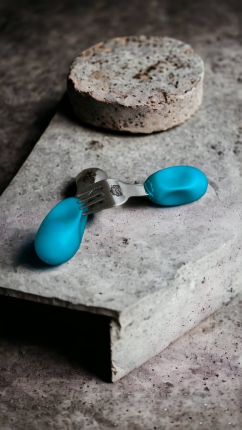 Widelec i łyżeczka dla dzieci - kolor morski