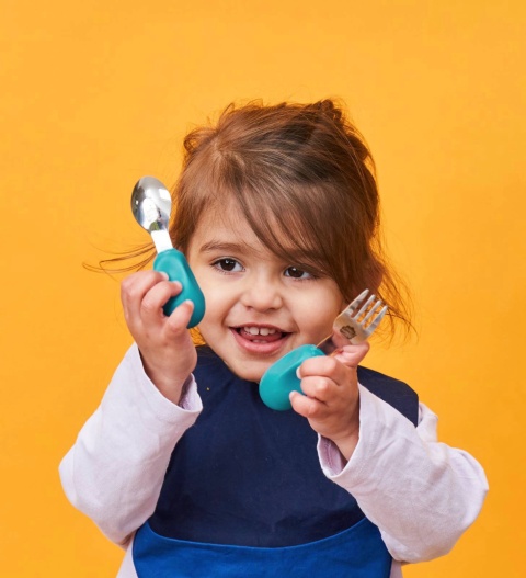 Widelec i łyżeczka dla dzieci - kolor morski