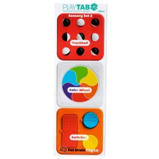 Fat Brain Toys - Play Tab Manipulacyjne Tabliczki kwadraty z biało-czarnymi kuleczkami