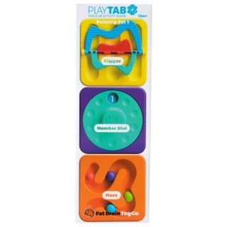 Fat Brain Toys - Play Tab Manipulacyjne Tabliczki Sensoryczne kwadraty z przekładankami