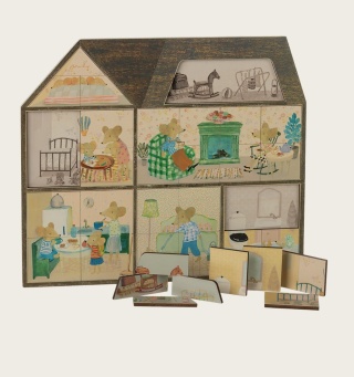 Drewniane puzzle Wiejski domek - Maileg - 31 elementów