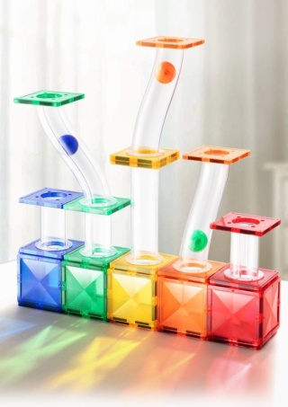 Klocki magnetyczne z kulkami – Tor kulkowy - 100 elementów