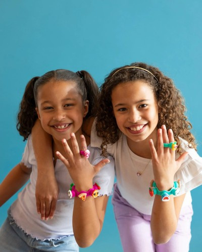 Biżuteria bransoletka, pierścionek Plip Charms - Zestaw Różowy