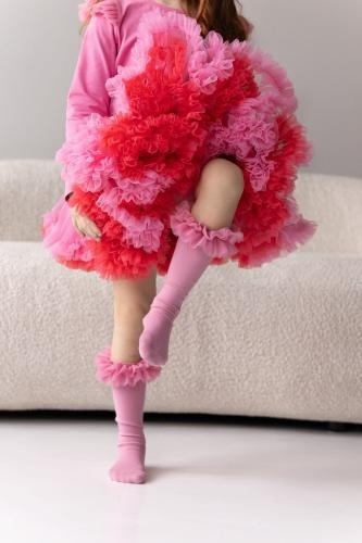 Spódniczka Pettiskirt dwustronna Serca - guma balonowa/koral