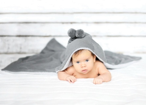 SLEEPEE Misiowy Kocyk First Touch Grey