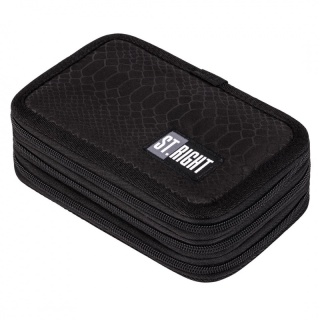 Czarny piórnik trzykomorowy z wyposażeniem St.Right